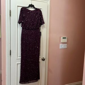 Adrianna Papell purple sequin gown